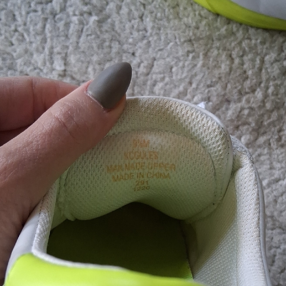 Calvin Klein White and Neon Green Sneakers - Picture 5 of 7